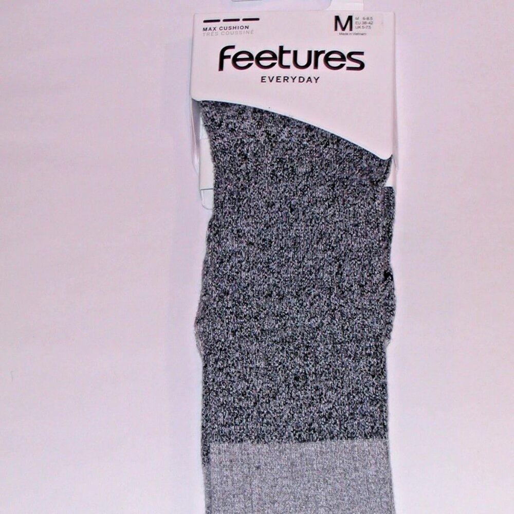 Feetures Everyday Max Cushion Crew Sock Men's Medium NWT Cozy Gray Marl